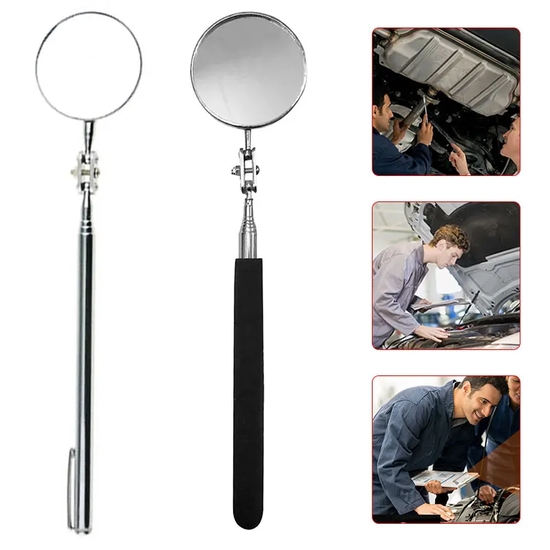 

Vehemo Telescopic Inspection Mirror Inspectors Detection Mirror Universal Swivel Toolmakers Mechanist for Angle View Machinists