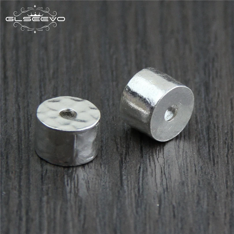 

S925 Sterling Silver Beads, DIY Bracelet Necklace Spacer Bead, Bright & Hammer Beads, Cylinder beads, Handmade Material, XA0028