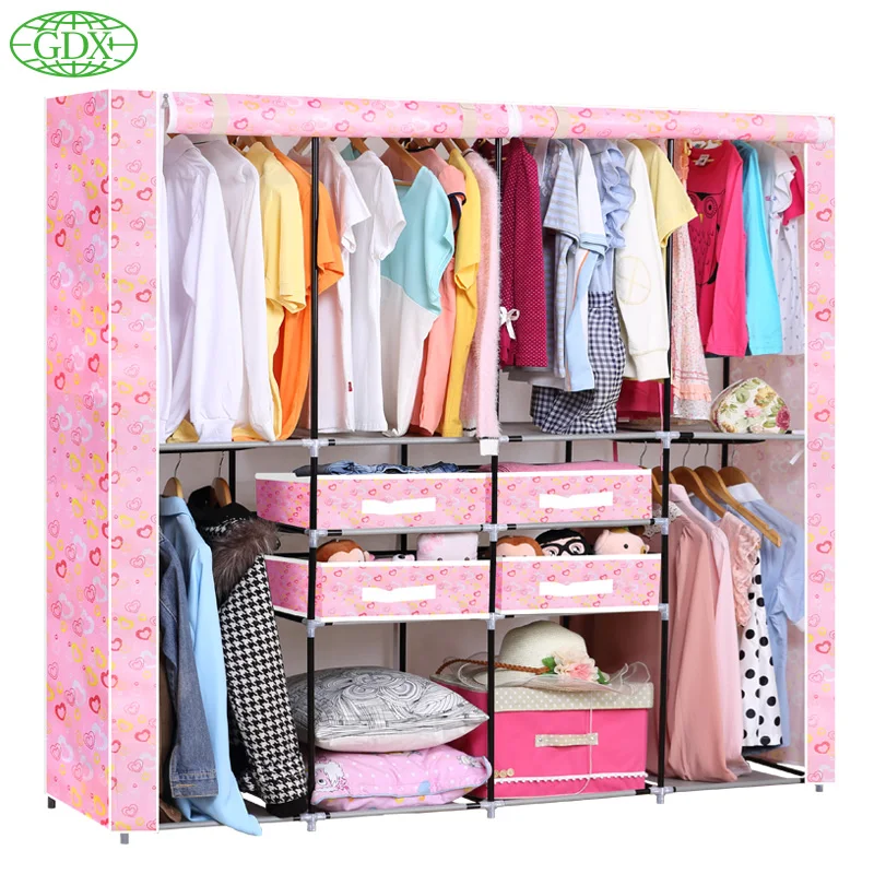 Gdx Rus Non Woven Wardrobe Garment Strong Steel Tube Coat Closet