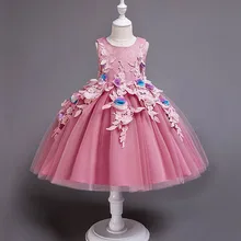 Нарядное платье для девочек детская одежда детское кружевное платье с цветочным узором для дня рождения и свадьбы элегантное платье-пачка принцессы для малышей от 2 до 14 лет