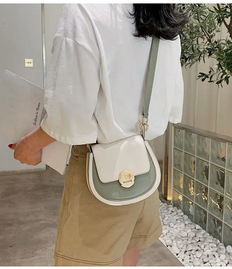 Fashion MINI Saddle Bag Women Contrast color PU Leather Good Quality Shoulder Bag Ladies Crossbody messenger Bags Shopping Bag