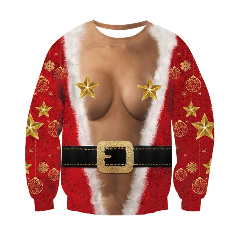 2020 Ugly Christmas Sweater Santa Claus Printed Loose Men Women Pullover Novelty Autumn Winter Tops Clothing | Женская одежда