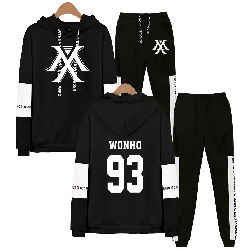 Kpop MONSTA X толстовки Толстовка спортивные костюмы для женщин и мужчин Kpop вентиляторы поддержка Wonho YOOKIHYUN I.M Jooheon комплект из двух предметов