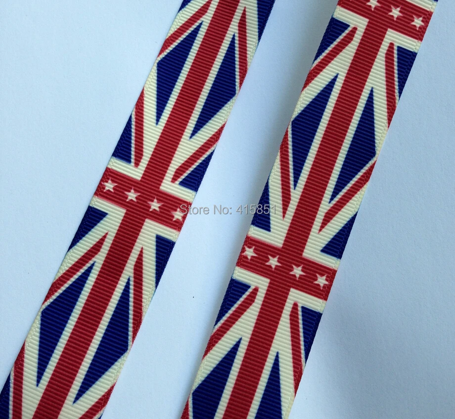1'' (25mm) Ribbon England Flag ribbon printed grosgrain ribbon DIY accessories and Gift rope 25