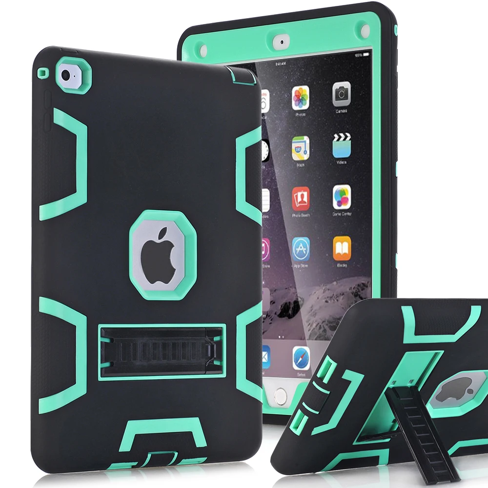 

For iPad Air2 Shockproof Heavy Duty Rubber With Hard Stand Case Cover For Apple iPad Air 2 /w Screen Protector Film Stylus Pen