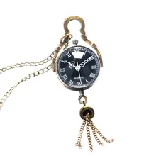 Retro Vintage ojo de pez esfera negra bola de cristal cadena larga COLLAR COLGANTE reloj de bolsillo P12