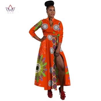 

BRW Spring African Women Bazin Riche Fabric Dress Print Wax Dashiki Women Dress Robe Longue Femme Evening Party Dress 6XL WY533