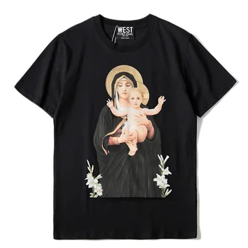 

New High 19ss Men Fashion T Shirts Virgin Mary Boy Print T-Shirt Hip Hop Skateboard Street Cotton T-Shirts Tee Top #G77