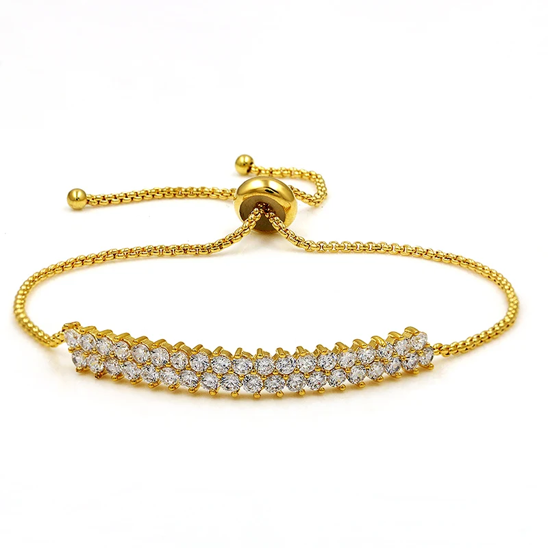 Новое поступление WEIMANJINGDIAN Кубический Цирконий Кристалл Регулируемый CZ Циркон 2 ряда браслеты для женщин или девочек