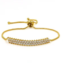 Новое поступление WEIMANJINGDIAN Кубический Цирконий Кристалл Регулируемый CZ Циркон 2 ряда браслеты для женщин или девочек