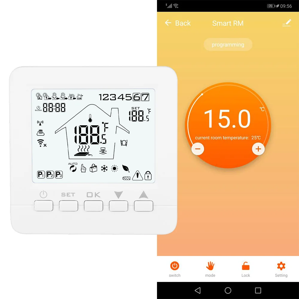 Термостат с Wi-Fi, светодиодный термостат, газовый котел/вода/Электрический Подогрев полов, умный водонагреватель/газовый котел, управление с помощью приложения