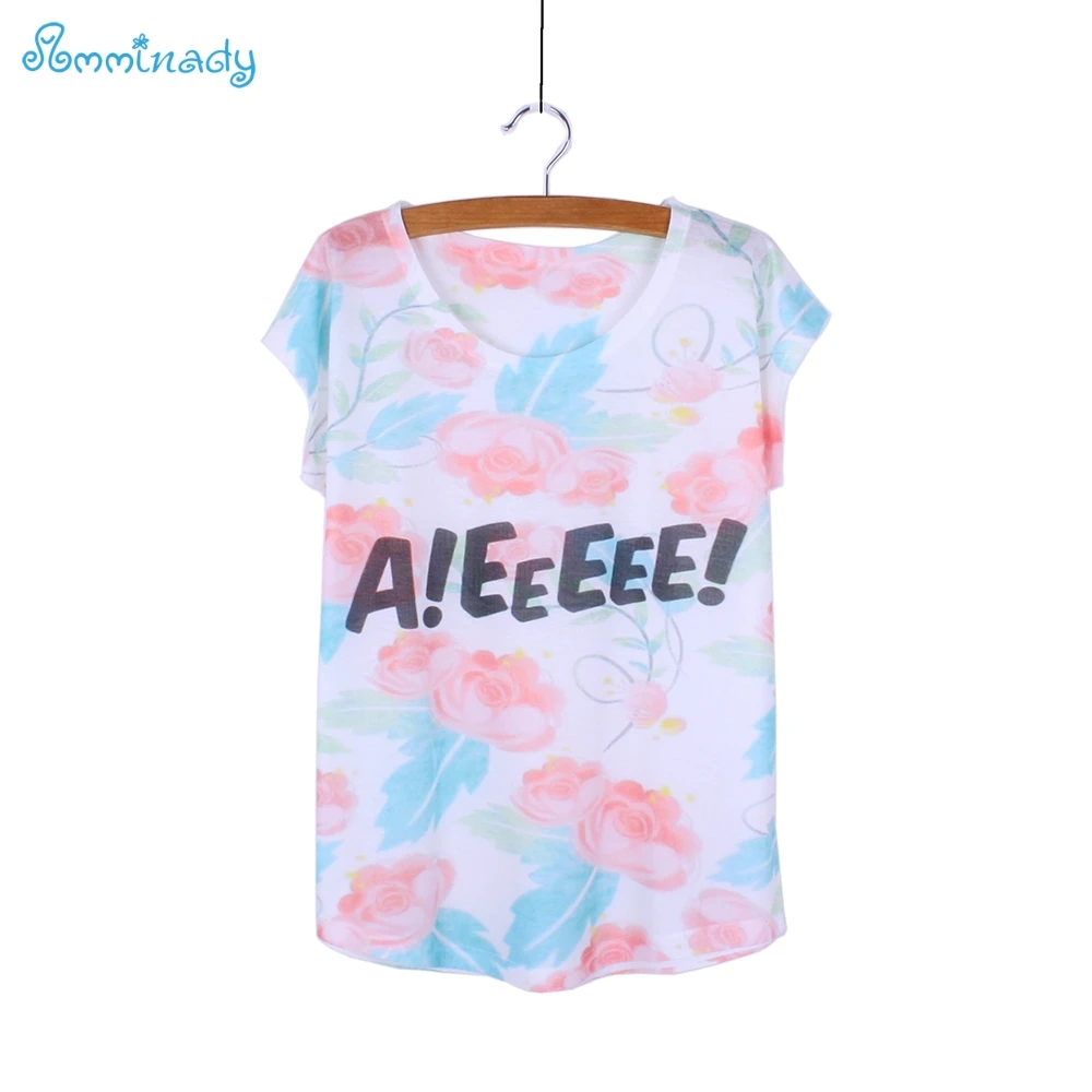 2017 Модные топы для девочек с цветочным принтом и буквами blusas женские футболки