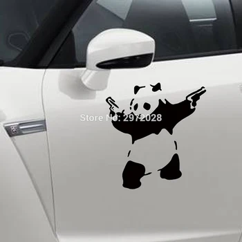 

10 x Newest Design Funny Panda with Gun Car Creative Decorative Auto Decal Cartoon Car Reflective Car Body Decal Pattern Vinyl