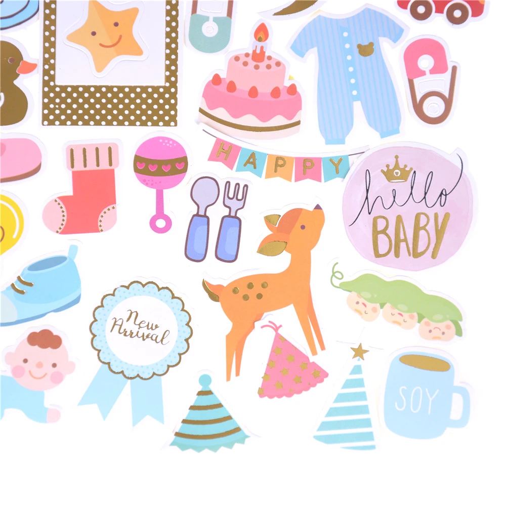 73pcs cute colorful Hello Baby Die Cuts Stickers for Scrapbooking Happy  Planner/Card Making/Journaling Project