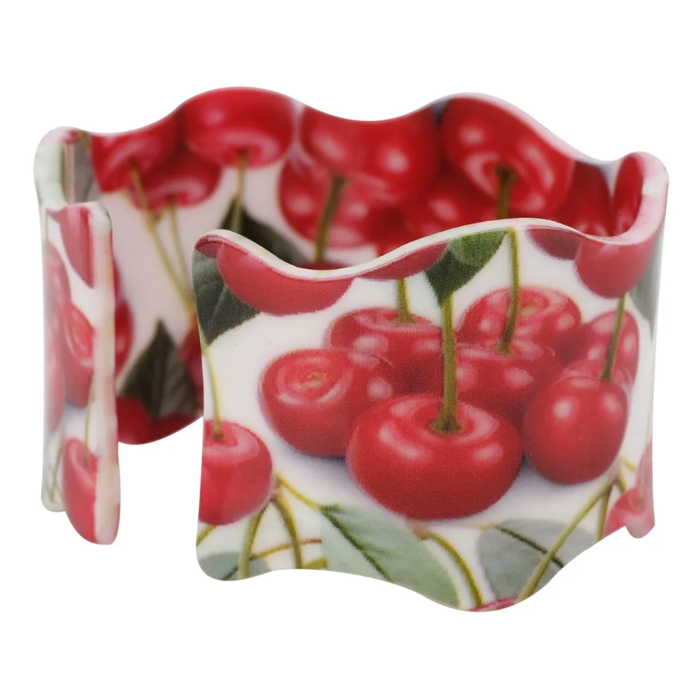 NEWEI сладкий акриловые Cherry узор широкие браслеты на запястье новости моды Фрукты