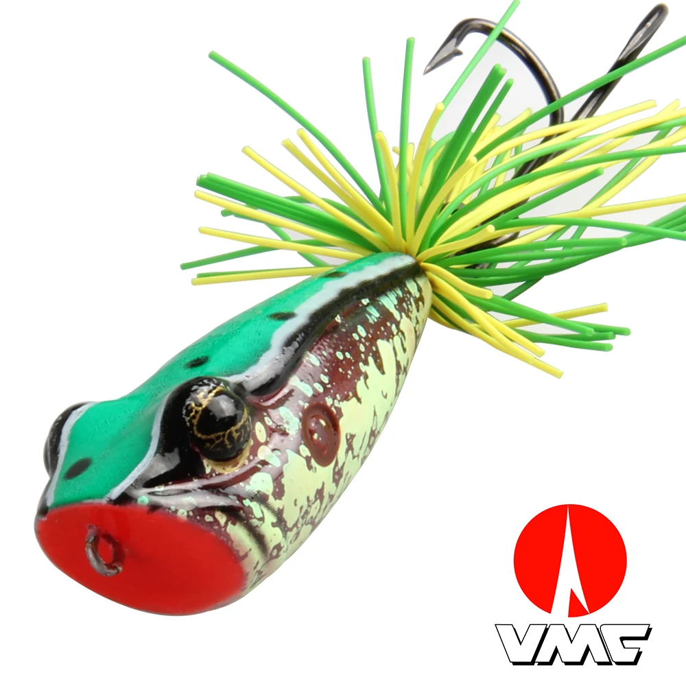 

Angler Dream 1Pcs Frog Lure Popper Fishing Top Water Floating 58MM 11.5G Hard Fishing Lure VMC 3/0 Double Hook For Pike Bait