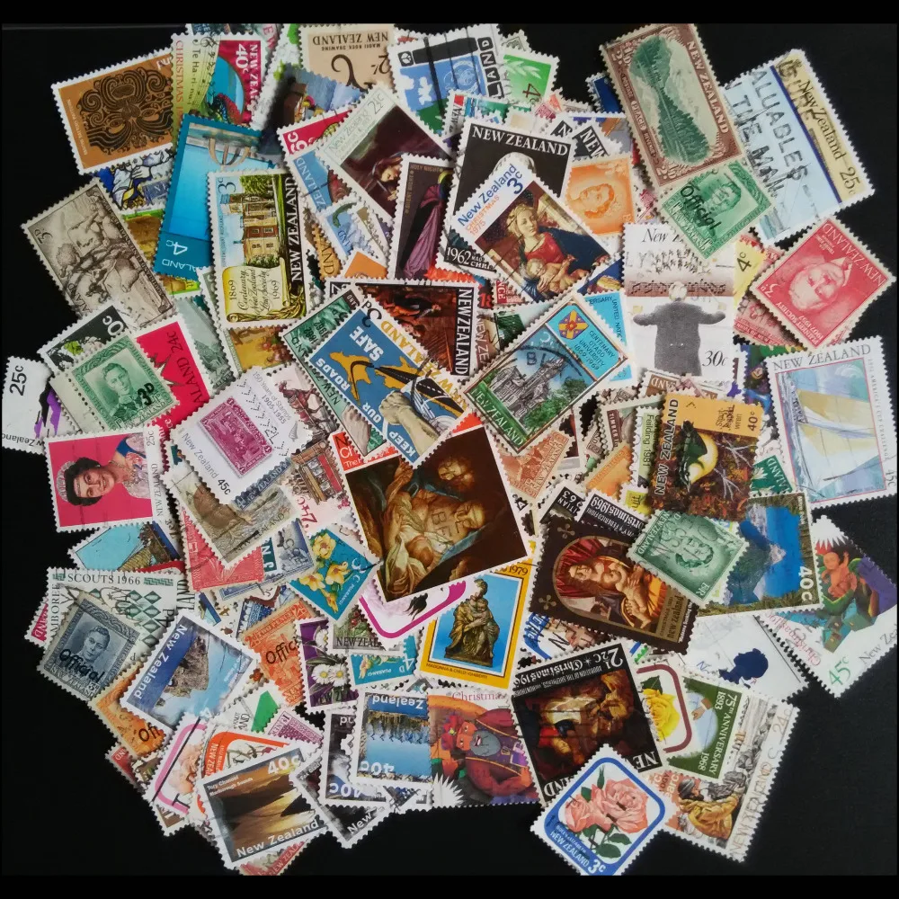 

New Zealand 200 Pcs Lot Used Special commemorative Timbre Stamps With Post Mark Off Paper Collecting No Repeat All Different