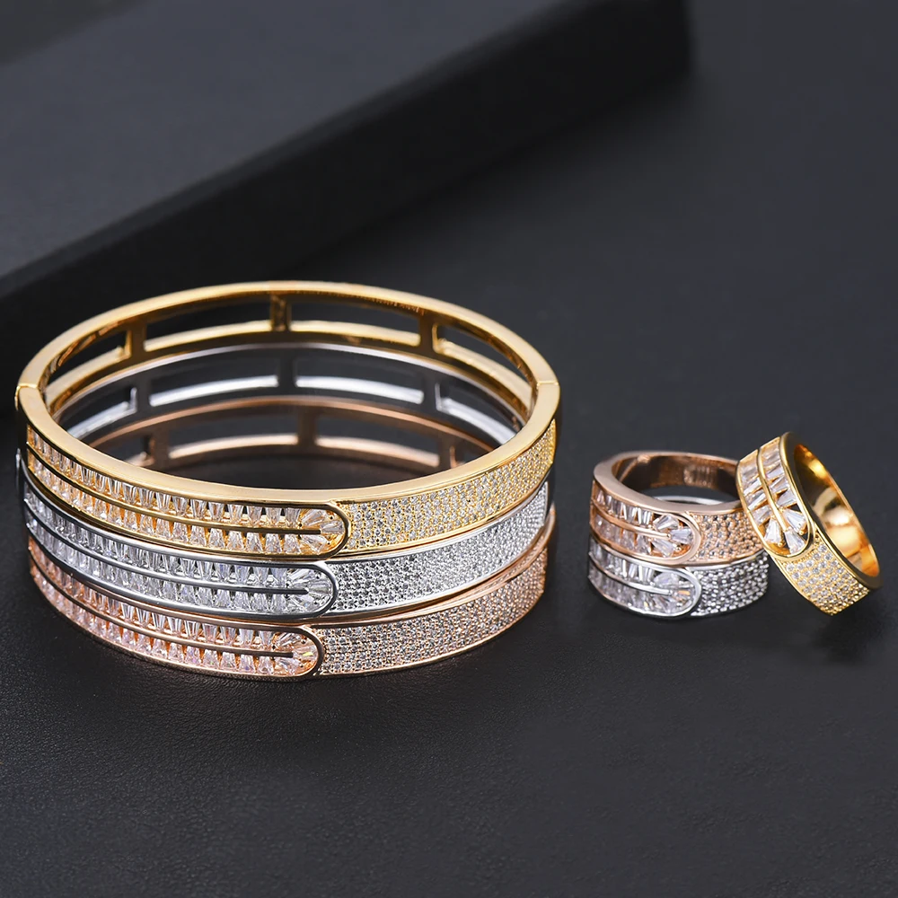 

GODKI Luxury Eternity Bangle Ring Set Fashion Jewelry Sets For Women Wedding Engagement brincos para as mulheres 2019