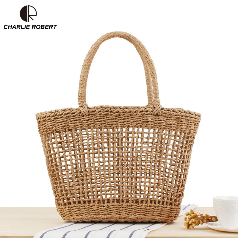 

2019 Straw Bags Women New Summer Rattan Bag Handmade Woven Beach Top-Handle Bag Four Colors Circle Bohemia Handbag Bali Box