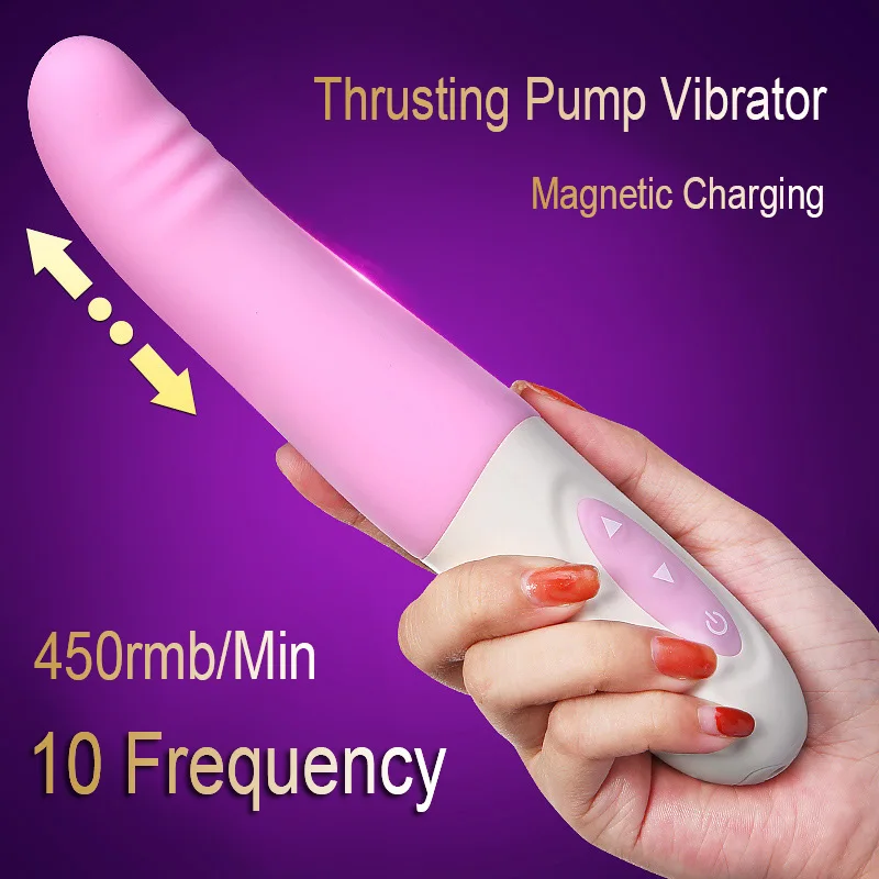Sex Products 10 Speed G Spot Thrusting Pump font b Dildo b font Vibrator Adult Silicone