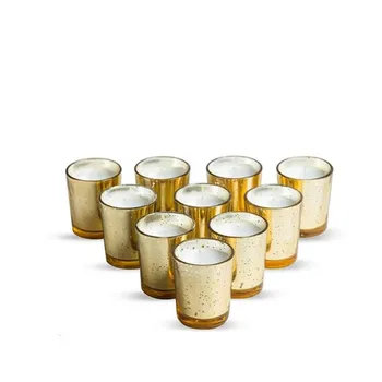 

Glass Votive Candle Holder Set of 12 Mercury Gold Silver Rose Gold Glass Candlestick for wedding birthday party