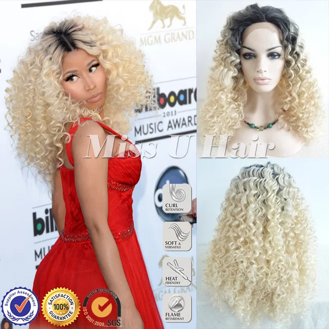 Nicki Minaj Two Tone Ombre Black To Platinum Blonde Curly Black Afro