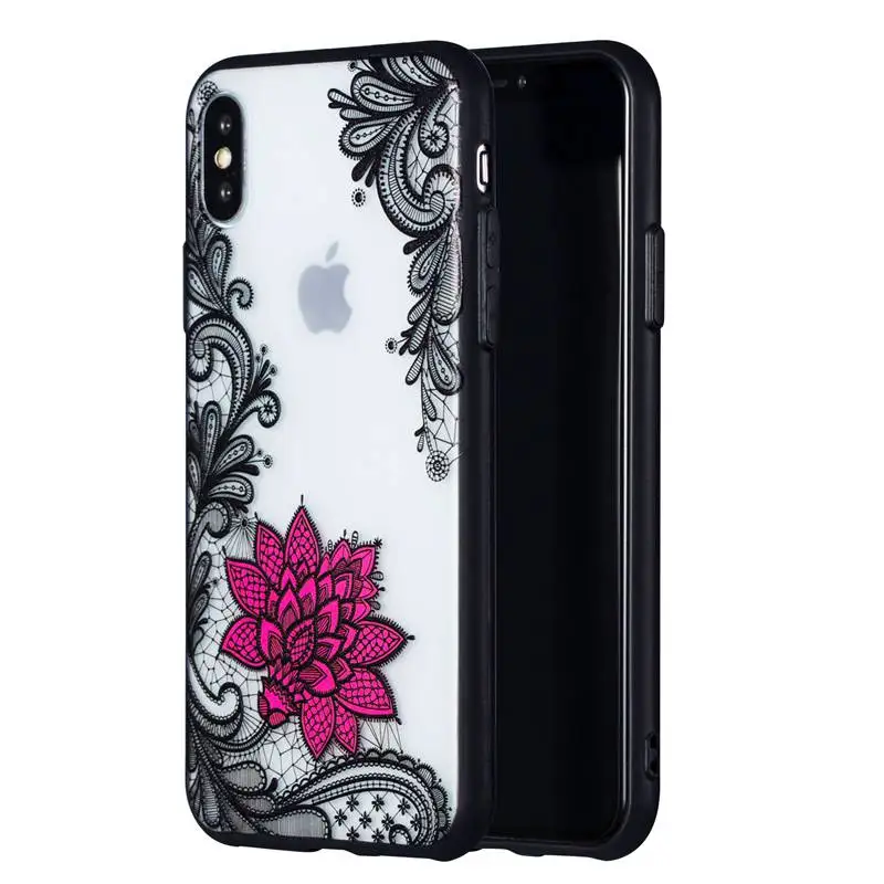 

Rose Patterned Case For iPhone X XR XS Max 6 6S 7 8 Plus Cover Hard Plastic Phone Bag Case For iPhone 5 5S 6 7 8 Plus Back Cover