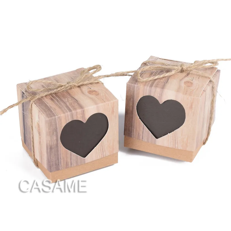 10Pcs Rustic Kraft Paper Candy Box Love Heart Crown Wedding Favor Gift Bag SO 