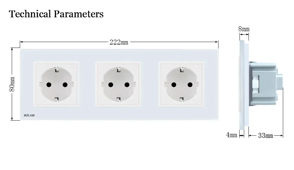 Welaik Стекло Панель стены разъем розетка черный европейский Стандартный Мощность разъем AC110~ 250 В a38e8e8eb