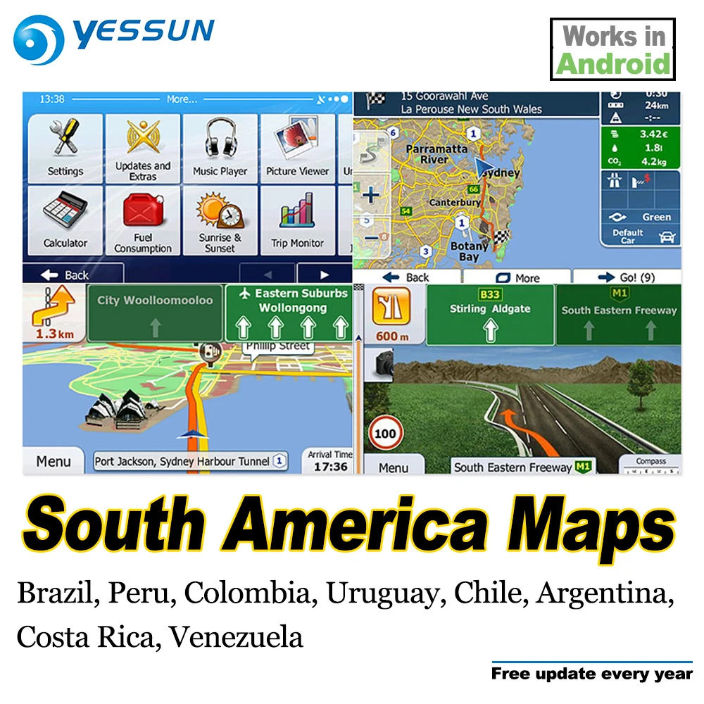8 ГБ Автомобильный, с sd-картой навигационные карты GPS карты Android для Южной Америки карты Бразилия Перу Колумбия Uruguay Чили Аргентина КостаРика