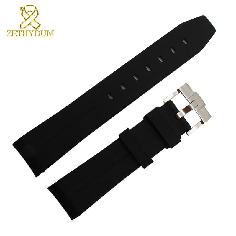 Silicone Rubber bracelet 20mm 21mm watchband sport watch strap curved interfaces wristband waterproof accessories belt 