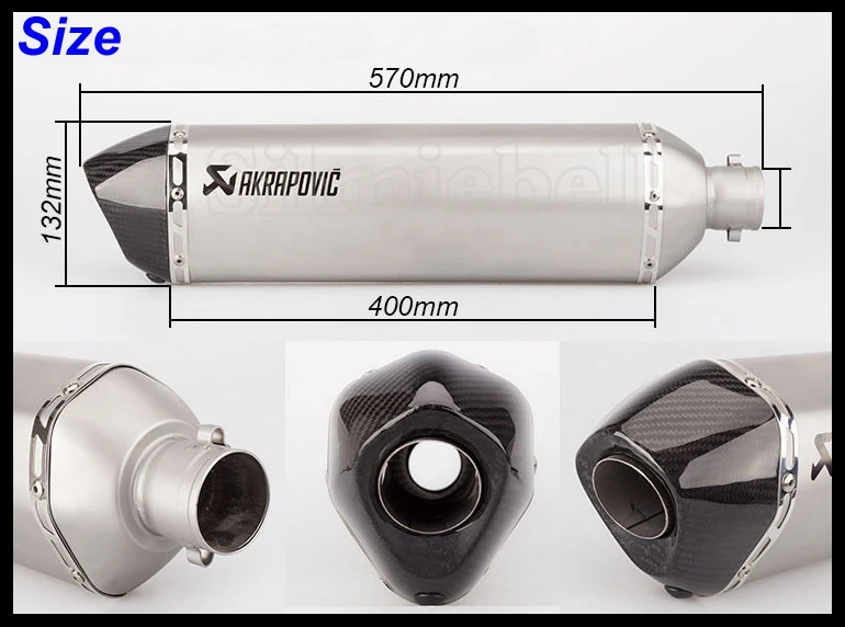 570 мм Длина Универсальный углеродного волокна Akrapovic мотоцикл SC проект выхлопной трубы глушитель скутер Escape для NMAX125 155 TMAX530