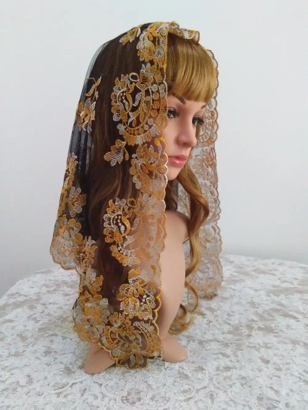 色黒スペインレースマンティラベール カトリックチャペルのレースのベール 結婚式のレースのベール Wedding Lace Mantilla Chapel Veilsveil Lace Aliexpress