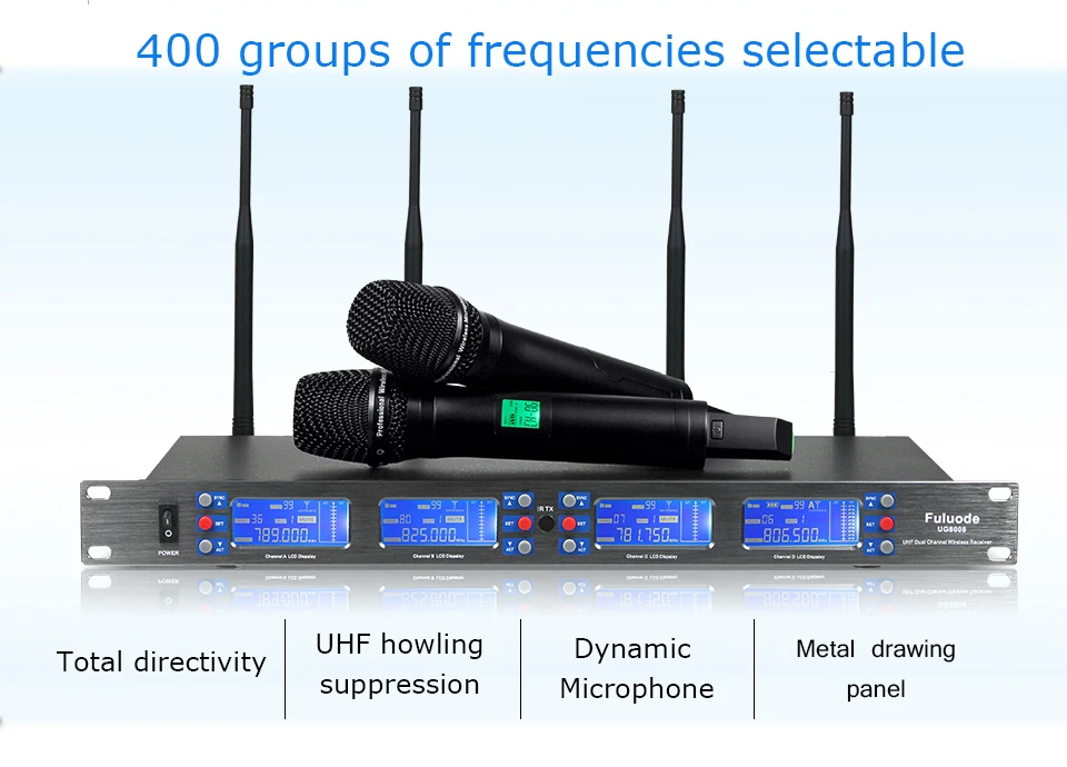Профессиональный Беспроводной беспроводной микрофон петличный микрофон наушники микрофон четыре канала True УВЧ 4 антенна получает 100 V-240 V
