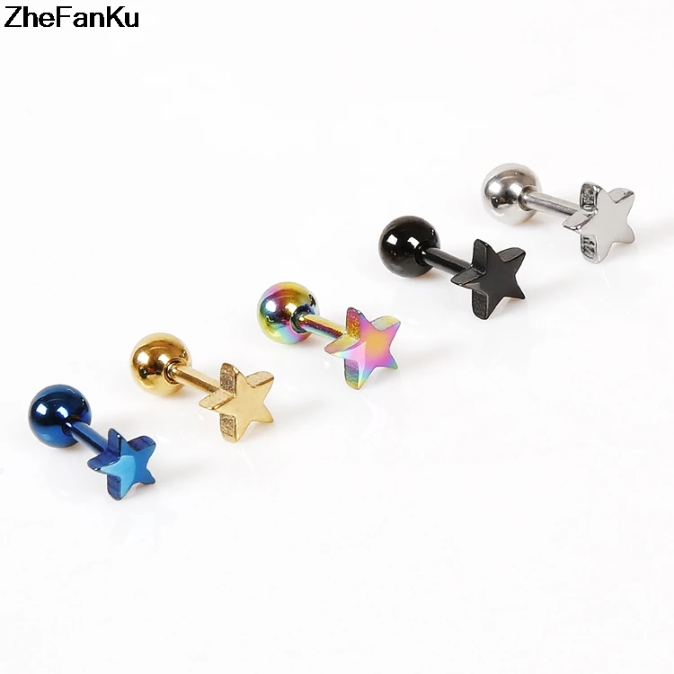 

1PC 5 colors New Hot Sale Fashion Unisex Jewelry Exaggerated Personality Temperament Star Pentagram Earrings