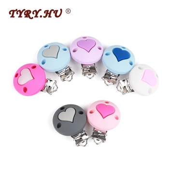 

* 1pcs Pacifier Clip Round Love Heart Silicone Clip Teething Toys Making Pacifier Chain For Baby Teether Accesspries Tool