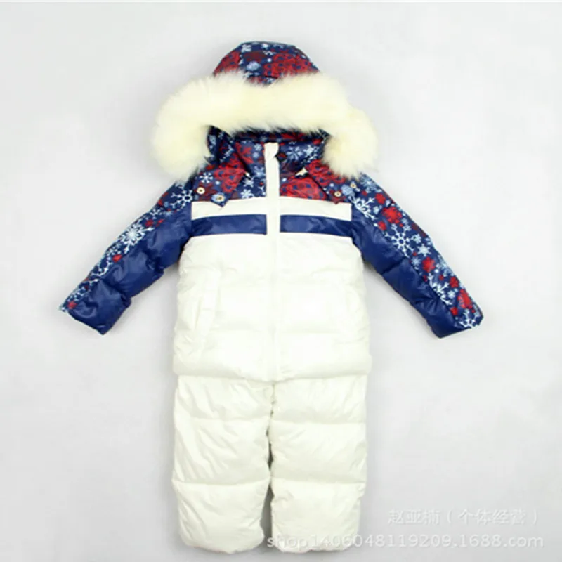 Новинка года, комплект зимней одежды для детей, лыжный костюм для маленьких мальчиков и девочек ветрозащитные теплые пальто Меховая куртка+ комбинезон детский лыжный комплект