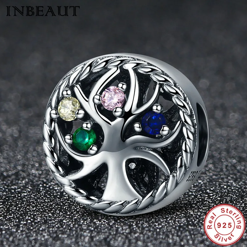 

INBEAUT 4 Color Cubic Zirconia 925 Sterling Silver Life Tree Charm Bracelet Chain Beads fit Pandora Bracelet DIY Making Jewelry