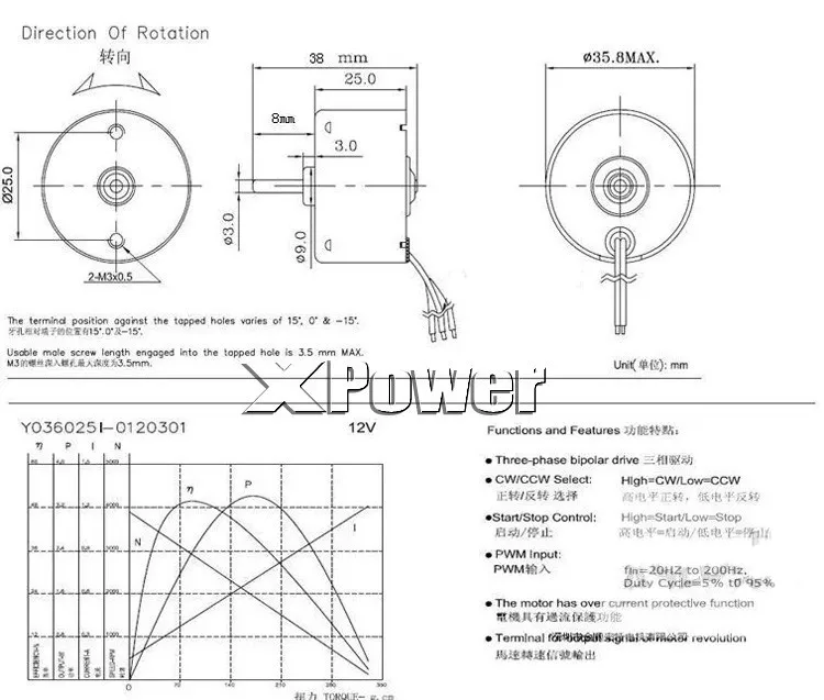 Bringsmart A3525 12v 24V микро мотор 3000/6000 об/мин Бесщеточный мини-двигатель Управление вперед назад двигатель постоянного тока