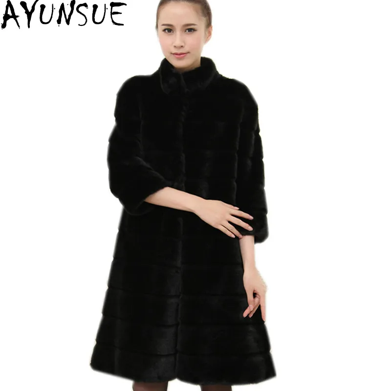 AYUNSUE Faux Bontjas 2019 Vrouwen Winter Jassen Imitatie Rex Konijnenbont Jassen Vrouwelijke Modieuze Zwart Bontjassen Maxi WXF073 AYUNSUE Faux Bontjas 2019 Vrouwen Winter Jassen Imitatie Rex Konijnenbont Jassen Vrouwelijke Modieuze Zwart Bontjassen Maxi WXF073