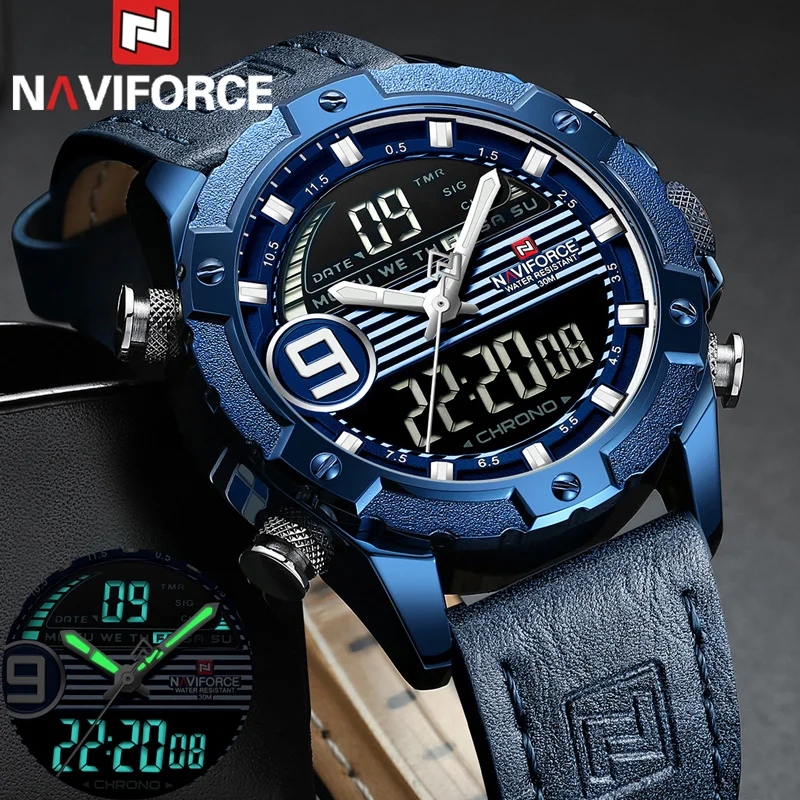 NAVIFORCE цифровые часы для мужчин лучший бренд Роскошные спортивные наручные