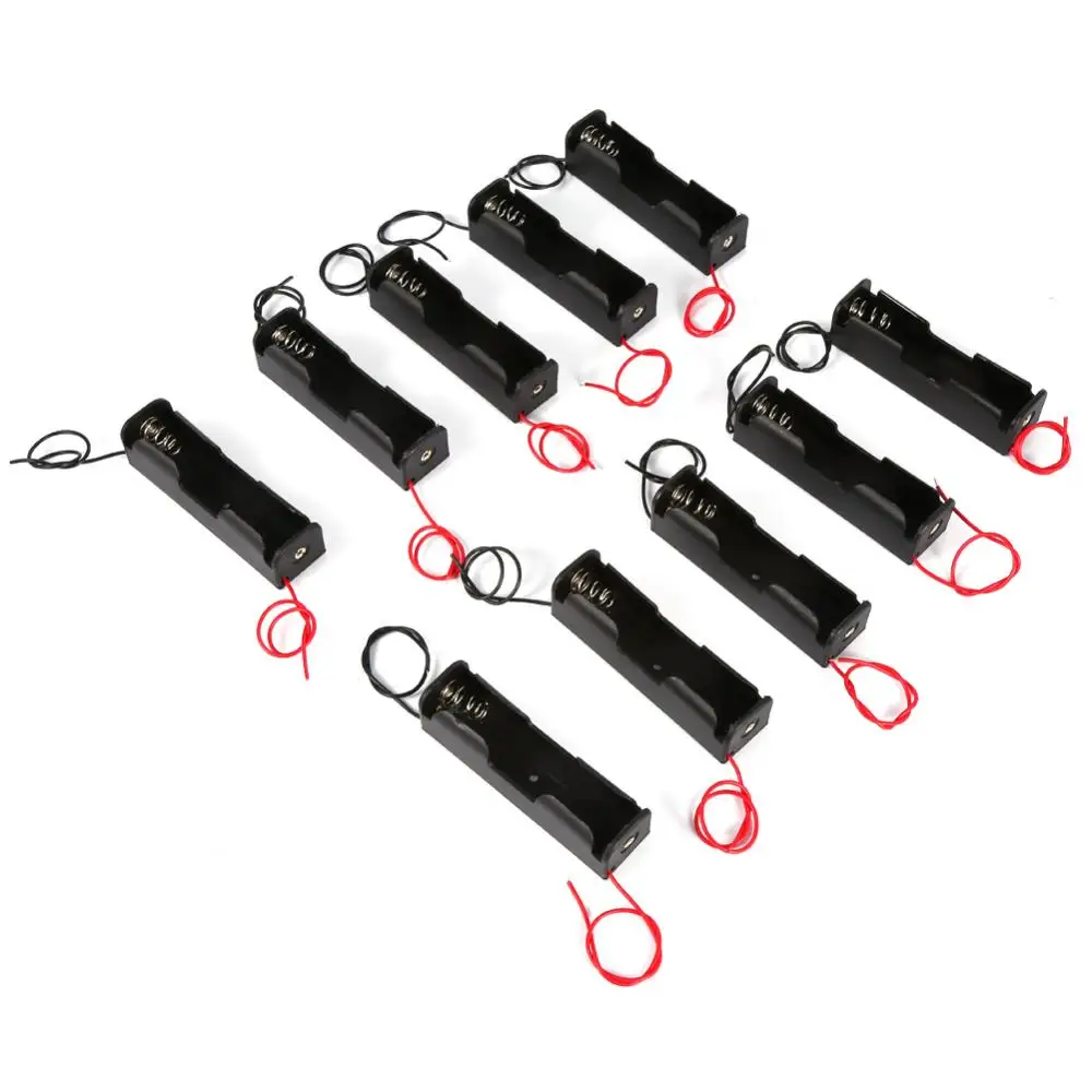 

MasterFire 100pcs/lot New Black Plastic Battery Storage Box Case Cover For 1 x 18650 Battery With Wire Leads Holders