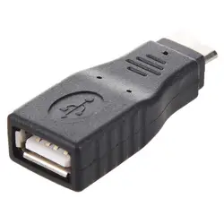 Черный адаптер OTG (On-The-Go) USB-вогнутой USB mini-B выпуклые