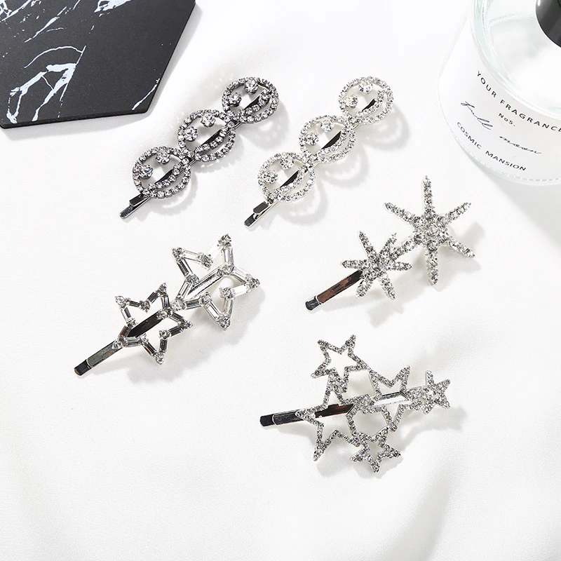 

Fashion Crystal Rhinestone Smile Hairpins Girls Snowfake Barrettes Hair Clip Clamp Jewelry Styling Tools Women Hair Accessories