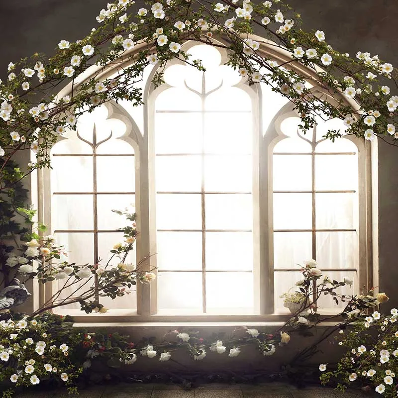 MEHOFOTO Vinyl Photography Background Vintage Castle Flower Window Computer Printed Wedding ...