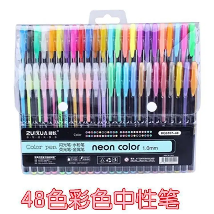 Deslumbrar Caneta Cor Customizável Canetas Glitter Graffiti Highlighter Conjunto Estudantes Papelaria Brilhante 10pcs 48 Gel