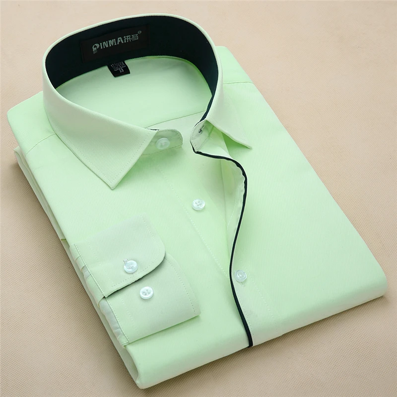 Для мужчин рубашки Новое поступление футболки с длинным рукавом и принтом «Человек Slim Fit Модные Дизайнерские Высокое качество Однотонная рубашка в деловом стиле 4XL YN258