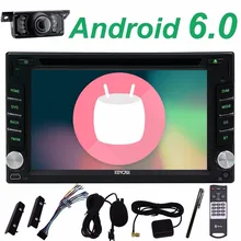 free Camera+Android 6.0 Car Radio Stereo HD Double Din Headunits In Dash GPS Navigation DVD Player Bluetooth Stereo USB SD WIFI