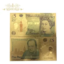 10 pz/lotto Nuovi Prodotti Per L'inghilterra di Colore Oro Banconota 5 Sterline Banconote in 24 k Placcato Oro Falso Soldi di Carta per la Raccolta