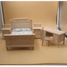 1/12 миниатюрный кукольный домик DIY деревянная мебель игрушка для кукол имитационная кровать стол Ролевые Игры развивающие игрушки Детский подарок для девочек